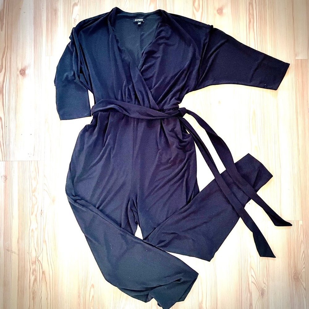 Express Black Jumpsuit with Surplice neckline